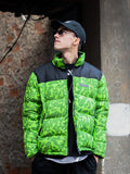 NFWYS FIZOLA HOLOGRAPHIC HIGH NECK BOMBER JACKET IN GREEN CAMO - boopdo