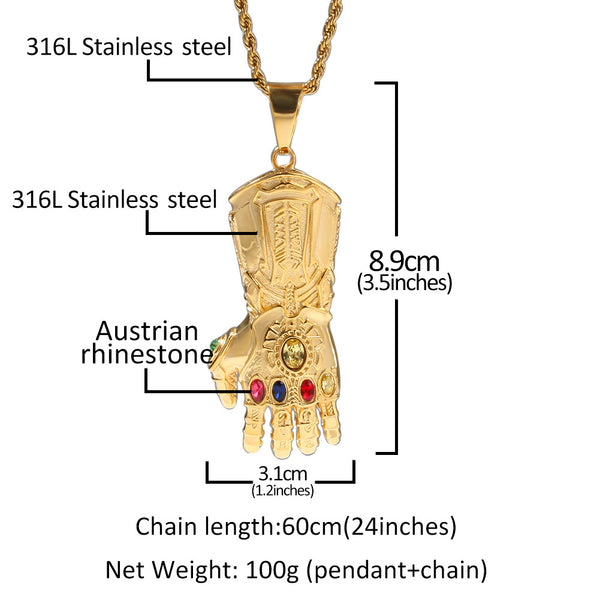 TYRANTS WILLIA GOLD PLATED GLOVES NECKLACE - boopdo