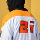 NFWYS KOAK HOCKEY V NECK SWEATSHIRT IN ORANGE WHITE - boopdo