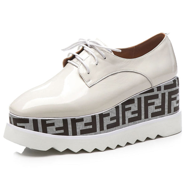 JOSASE JEZ CONFI PLATFORM WEDGED LEATHER SHOES IN MATCHING COLOR - boopdo