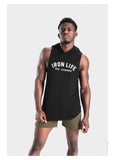 IRON LIFE DIE STRONG SPORTSWEAR TRAINING HOODED TANK TOP T SHIRTS - boopdo