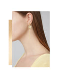 UZL DESIGN MINIMAL DROP BAR EARRINGS WITH FLOWER DETAIL - boopdo