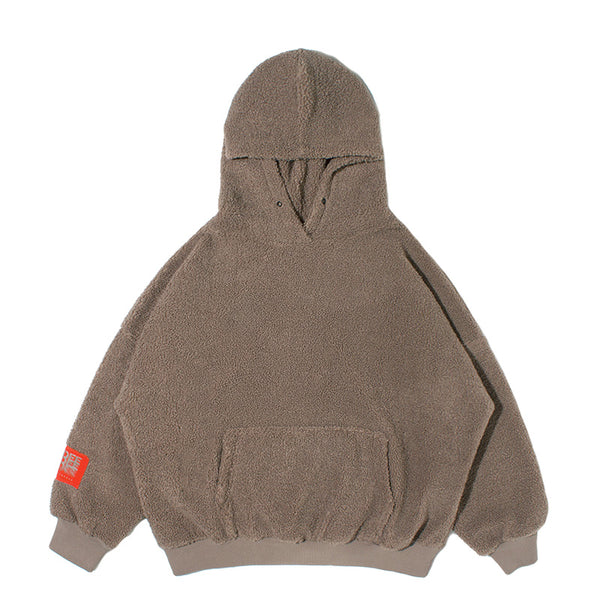 ZAHARA ZADLIE FAUX FUR HOODIE PULLOVER WITH KANGAROO POCKET - boopdo
