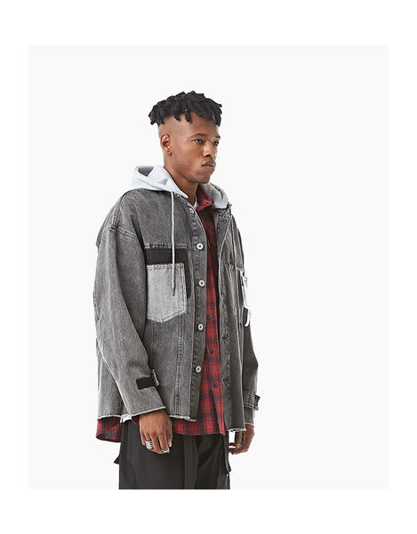 ZEPZU FERGO BEEDOO DETACHABLE HOODED DENIM JEAN JACKET - boopdo