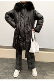 8GIRLS LONGLINE PUFFER COAT WITH FAUX FUR HOOD - boopdo