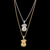 TREVORZA ZIRCON MONEY BAG JEWELRY NECKLACE - boopdo