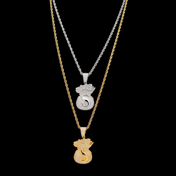 TREVORZA ZIRCON MONEY BAG JEWELRY NECKLACE - boopdo