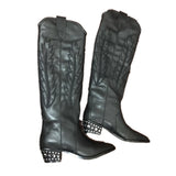 TEXSO BROOKLYN URBAN STYLE KNEE HIGH LEATHER COWGIRL BOOTIES - boopdo