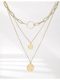 UZL DESIGN GOLD PLATED MULTIROW CHOKER NECKLACE WITH DOUBLE COINS - boopdo
