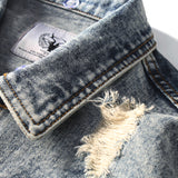 THE GENERATRO RIPPED WASHED DENIM JEAN DETACHABLE JACKET - boopdo