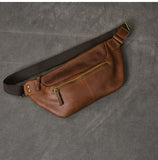 TWENTY FOUR STREET LAYER COWHIDE LEATHER DUAL USE CHEST MESSENGER BAG - boopdo