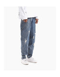 ZOMBRE ZILLA RIPPED DENIM JEAN SWEATPANTS IN NAVY - boopdo