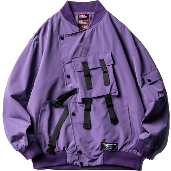 VIGOLAMO OBLIQUE HIGH NECK BASEBALL WINDBREAKER JACKET - boopdo