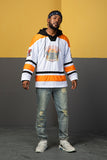 NFWYS KOAK HOCKEY V NECK SWEATSHIRT IN ORANGE WHITE - boopdo