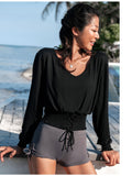 LANIKAR LONG SLEEVE TOP WITH LACE UP DETAIL - boopdo