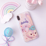 STELLOY FRIENDS CARTOON BEAR AND RABBIT APPLE IPHONE CASES WITH RHINESTONE - boopdo