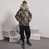 MAMC ABOW LIFE CAMOUFLAGE FAUX FUR COLLAR THICK HOODED JACKET - boopdo