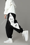 LUCKY FIVE SIDE ZIP HAREM JOGGER PANTS WITH CONTRAST COLOR - boopdo