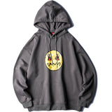 SELFIZA FLAME EYE FACE PRINT PULLOVER HOODIE WITH KANGAROO POCKET - boopdo