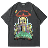 ESSENTIX FICO HORROR SKULL GRAFFITI PRINT CREW NECK BASIC T SHIRT - boopdo