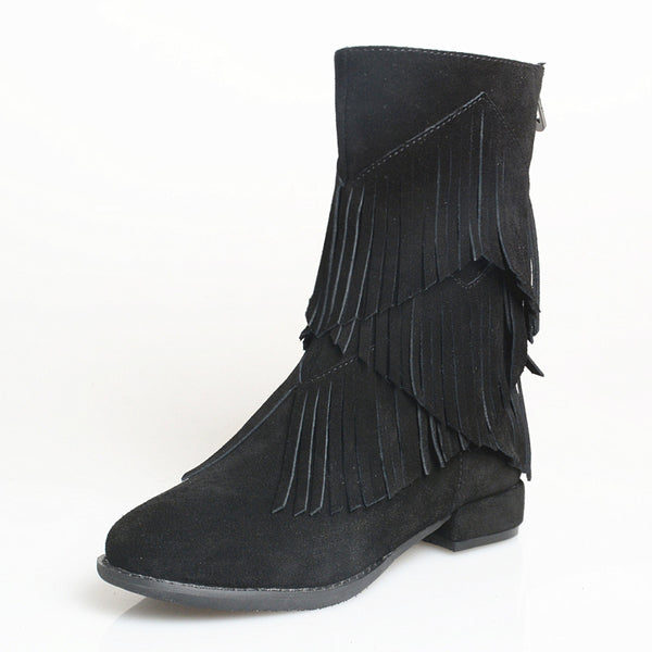 PROVA PERFETTO HANDMADE SIDE ZIPPER LOW HEELED BOOTS WITH TASSEL - boopdo