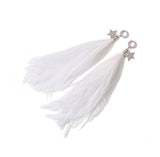 ZEGL CRYSTAL EARRINGS WITH WHITE FEATHER DROP - boopdo