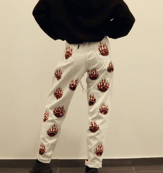 OBITUAR TOKYO ZOMBIE FLAME GRAFFITI CASUAL SWEATPANTS - boopdo