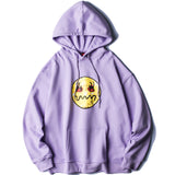 SELFIZA FLAME EYE FACE PRINT PULLOVER HOODIE WITH KANGAROO POCKET - boopdo