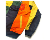 DEMME SUN SHINE RETRO BASEBALL QUILTED VARSITY JACKET IN MULTI COLOR