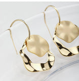 UZL DESIGN GOLD PLATED PULL THROUGH EARRINGS WITH CUT OUT DOUBLE CIRCLE - boopdo
