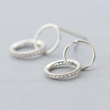 SILVER OF LIFE 925 TUBE HOOP SILVER EARRINGS WITH CRYSTAL DETAIL - boopdo