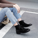 WAZALO BRITISH MARTINA FROSTED LEATHER ANKLE BOOTS - boopdo