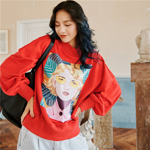 8GIRLS SWEATSHIRT WITH PRINT IN RED - boopdo