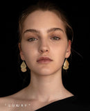 UZL DESIGN TEXTURED DROP EARRINGS IN GOLD PLATED - boopdo