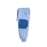 KIKO GORLA STRIPED SEERSUCKER CASUAL JOGGER PANTS IN BLUE - boopdo