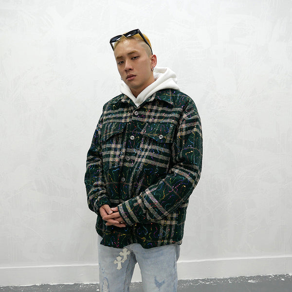 GONZA MANSTA URBAN STYLE PLAID QUILTED OUTDOOR THICK SHIRT - boopdo
