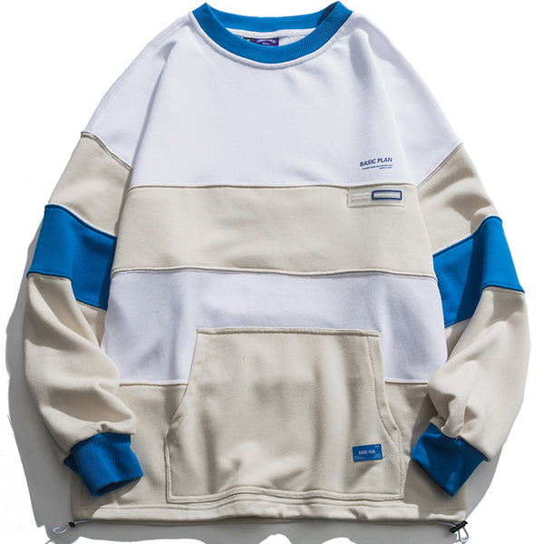 PUCZA FINDOLPO BASIC STYLE CREW NECK SWEATSHIRT WITH KANGAROO POCKET - boopdo