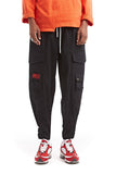 YOPPO EVOLUA MULTI POCKET TAPERED SWEATPANTS IN BLACK - boopdo