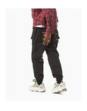 YOPPO EVOLUA MULTI POCKET TAPERED SWEATPANTS IN BLACK - boopdo