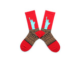 HEYNICE STATUE OF LIBERTY PRINT ANKLE SOCKS IN RED - boopdo