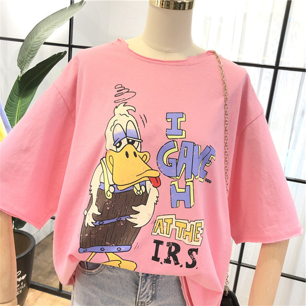 SIMDA CARTOON PRINT OVERSIZED T SHIRT - boopdo