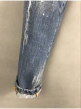 DS2UPS RIPPED PATCH WASHED DENIM JEANS IN BLUE - boopdo