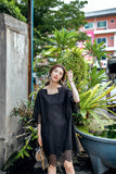 8GIRLS DESIGN BLACK SMOCK DRESS WITH LACE DETAIL - boopdo