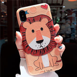 BABY LION CARTOON EMBOSSED ANTI FALL APPLE IPHONE CASES - boopdo