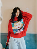 8GIRLS SWEATSHIRT WITH PRINT IN RED - boopdo