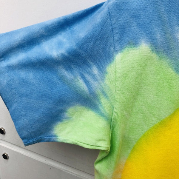 TRISTA DELAIDE TIE DYED RAINBOW SMILEY FACE BASIC UNISEX T SHIRTS - boopdo