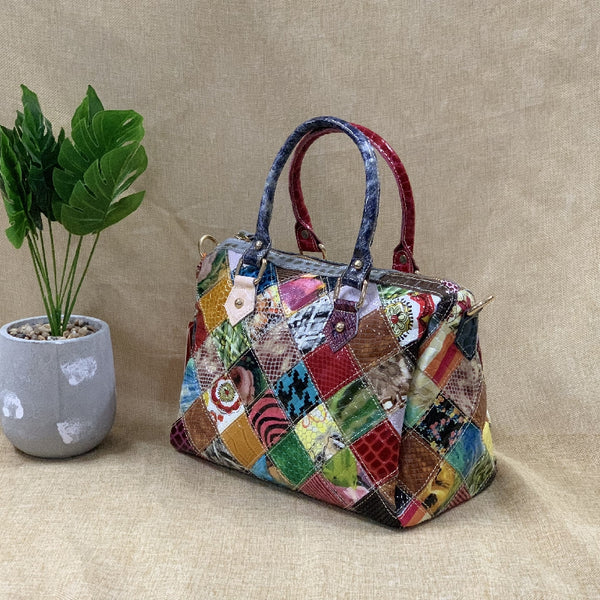 CAERLIF BOOPDO HANDMADE SNAKE LEATHER BAG IN MULTI COLOR - boopdo