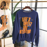 SIMDA LIFE IS SWEET AND INTERESTING PRINT SWEATSHIRT - boopdo