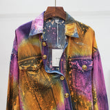 KEAN GANGO TIE DYED GRAFFITI HAND PAINTED MID LENGTH DENIM SHIRT - boopdo