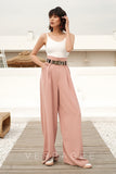 VERRAGE HIGH WAIST WIDE LEG TROUSERS IN PINK - boopdo